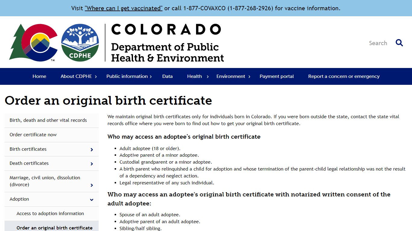 Order an original birth certificate | Department of Public Health ...